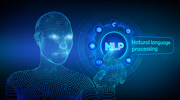 pnl concept traitement du langage naturel ecran virtuel main cyborg filaire touchant interface numerique 127544 422